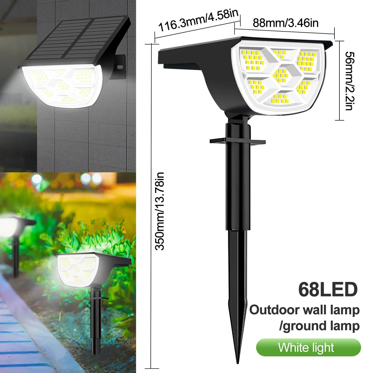 Solar Landscape Spotlight, 72 LED Outdoor Garden Light, 3 Brightness Modes, ABS Body for Yard and Path Lighting - product view 4