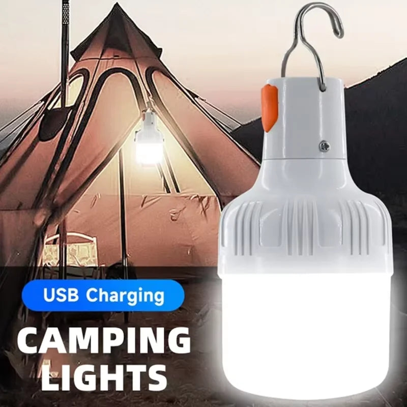 USB Rechargeable Camping Lantern, Adjustable Dimmable White LED Light, 60W Portable Hook Lamp for Outdoor Activities - product view 2