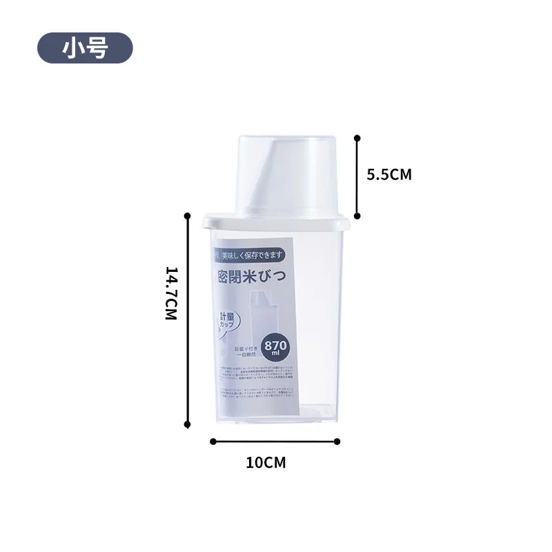 Sealed Food Storage Container, Plastic Grain and Rice Keeper with 1.2L Capacity, Compact Design and 870ML Option - product view 2