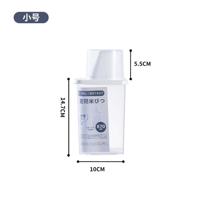 Sealed Food Storage Container, Plastic Grain and Rice Keeper with 1.2L Capacity, Compact Design and 870ML Option - product view 2