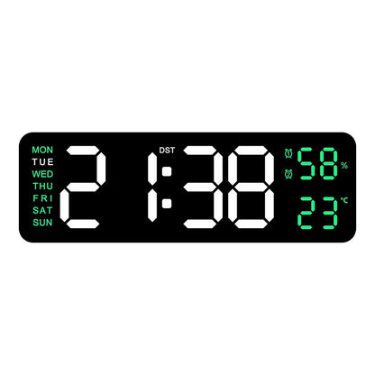 9-Inch Digital Wall Clock, USB Powered LED Display with Temperature, Humidity, Weekday and Auto-Dimming Function - product view 1