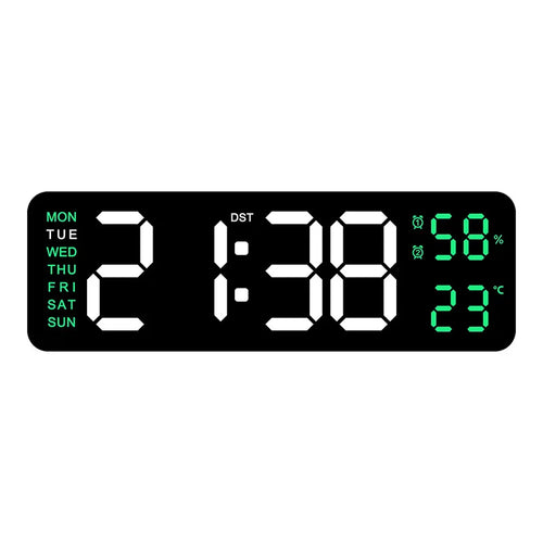 9-Inch Digital Wall Clock, USB Powered LED Display with Temperature, Humidity, Weekday and Auto-Dimming Function - product view 1
