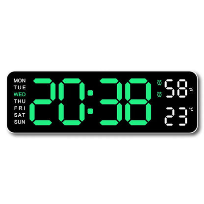 9-Inch Digital Wall Clock, USB Powered LED Display with Temperature, Humidity, Weekday and Auto-Dimming Function - product view 3