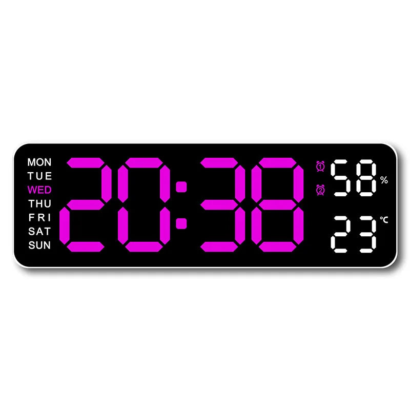 9-Inch Digital Wall Clock, USB Powered LED Display with Temperature, Humidity, Weekday and Auto-Dimming Function - product view 5