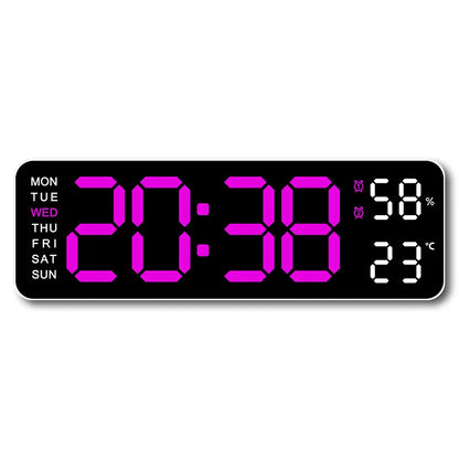 9-Inch Digital Wall Clock, USB Powered LED Display with Temperature, Humidity, Weekday and Auto-Dimming Function - product view 5