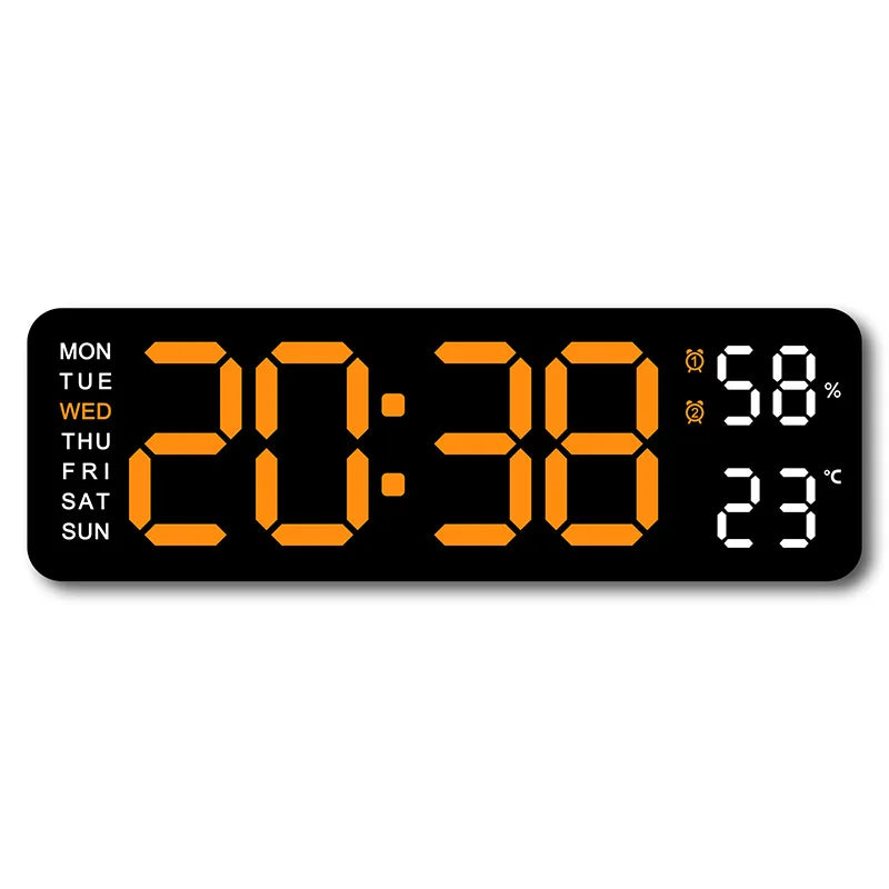 9-Inch Digital Wall Clock, USB Powered LED Display with Temperature, Humidity, Weekday and Auto-Dimming Function - product view 6
