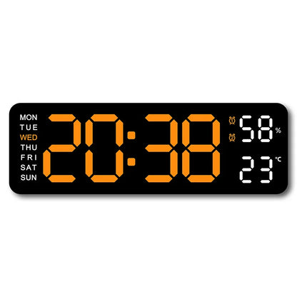 9-Inch Digital Wall Clock, USB Powered LED Display with Temperature, Humidity, Weekday and Auto-Dimming Function - product view 6