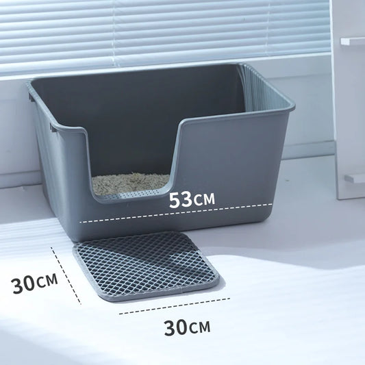 Double-Layer Cat Litter Mat, Washable Splashproof Litter-Trapping Floor Mat in Grey or White, S to XL - product view 1