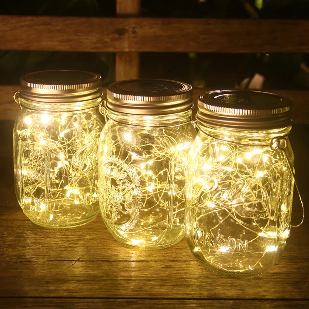 Solar Mason Jar Lantern, Dimmable LED Bulbs, Hanging Garden Light with 20 or 30 LEDs for Outdoor Decor - product view 2