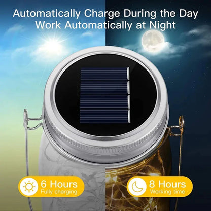 Solar Mason Jar Lantern, Dimmable LED Bulbs, Hanging Garden Light with 20 or 30 LEDs for Outdoor Decor - product view 6