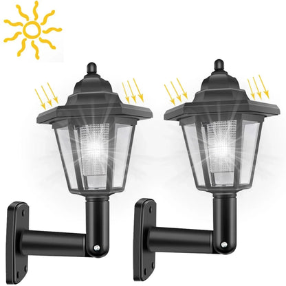 Solar Wall Lights, 2-Piece ABS Outdoor Garden Lamps with Automatic Dusk Lighting, 6–8 Hour Runtime and IP44 Design - product view 2