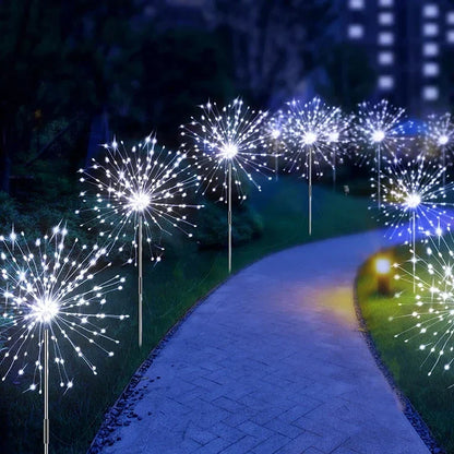 Solar Firework Garden Lights, LED Lawn Decoration with Automatic Night Lighting, Flexible Shapes and White or Color Options - product view 1
