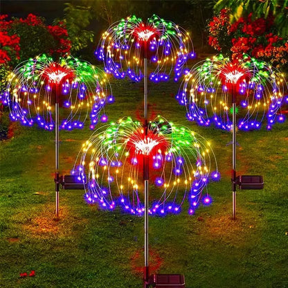 Solar Firework Garden Lights, LED Lawn Decoration with Automatic Night Lighting, Flexible Shapes and White or Color Options - product view 2