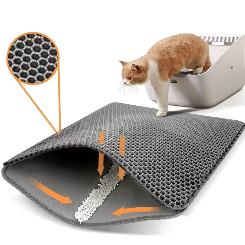 Double-Layer Cat Litter Mat, Waterproof EVA Litter-Trapping Pad for Litter Boxes, 30x30 to 60x90 cm, 6 Sizes - product view 2