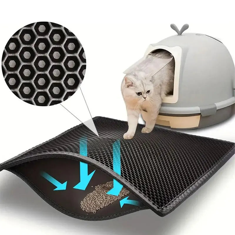 Double-Layer Cat Litter Mat, Waterproof EVA Litter-Trapping Pad for Litter Boxes, 30x30 to 60x90 cm, 6 Sizes - product view 3