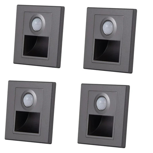 Recessed LED Step Light, PIR Motion Sensor, Warm 3000K Glow, 2W AC Wall Lamp for Stairs and Corridors - product view 1