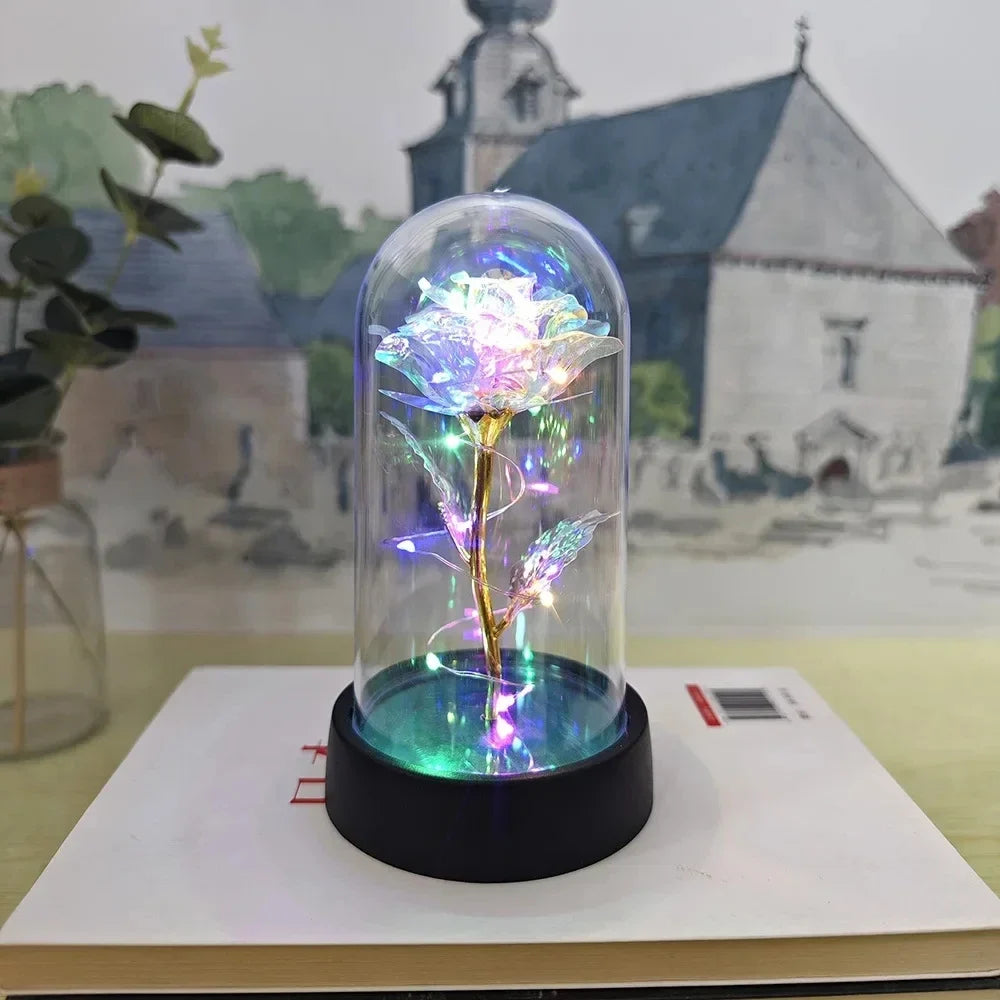 LED Artificial Rose Flower, Plastic Decorative Light, 15cm Gift for Wedding, Bedroom, Valentine’s Day and Christmas - product view 1