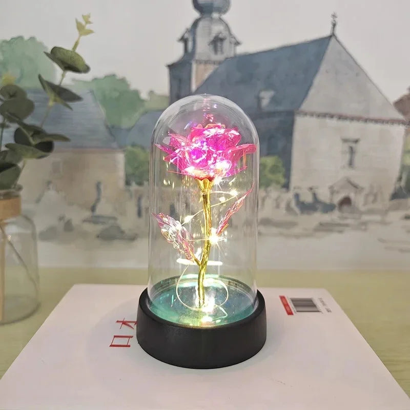 LED Artificial Rose Flower, Plastic Decorative Light, 15cm Gift for Wedding, Bedroom, Valentine’s Day and Christmas - product view 3