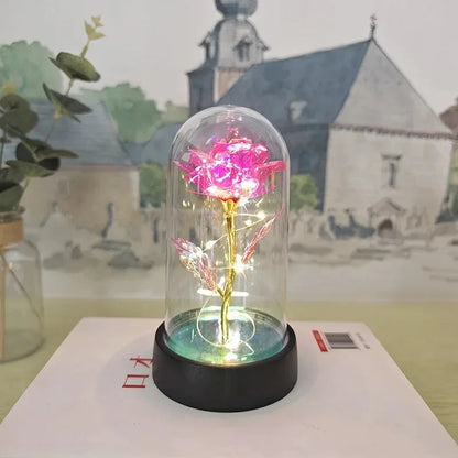 LED Artificial Rose Flower, Plastic Decorative Light, 15cm Gift for Wedding, Bedroom, Valentine’s Day and Christmas - product view 3
