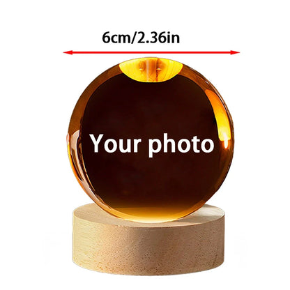 Crystal Ball LED Night Light, Round Decorative Lamp with Bulb Included, 6 cm or 8 cm Size for Bedroom, Desk and Gift Décor - product view 1
