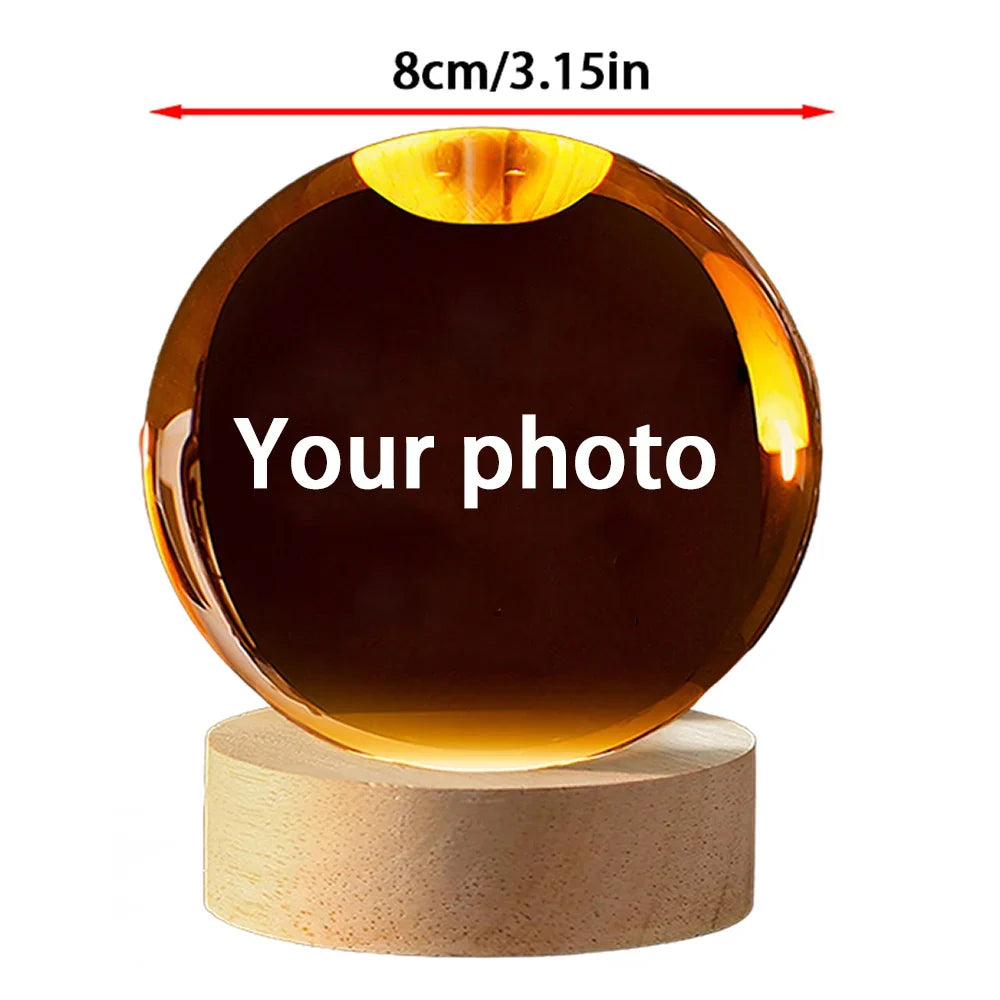 Crystal Ball LED Night Light, Round Decorative Lamp with Bulb Included, 6 cm or 8 cm Size for Bedroom, Desk and Gift Décor - product view 2