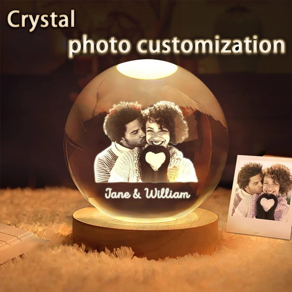 Crystal Ball LED Night Light, Round Decorative Lamp with Bulb Included, 6 cm or 8 cm Size for Bedroom, Desk and Gift Décor - product view 3