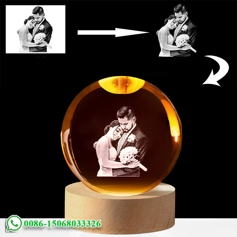 Crystal Ball LED Night Light, Round Decorative Lamp with Bulb Included, 6 cm or 8 cm Size for Bedroom, Desk and Gift Décor - product view 4