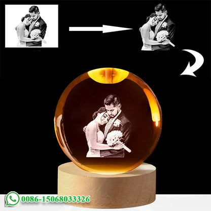 Crystal Ball LED Night Light, Round Decorative Lamp with Bulb Included, 6 cm or 8 cm Size for Bedroom, Desk and Gift Décor - product view 4