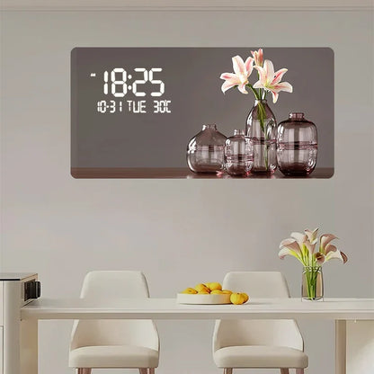 Flower Pattern Digital Wall Clock with LED Light, Square Acrylic Design, Mute Speaker Feature, Five Sheet Sizes - product view 4