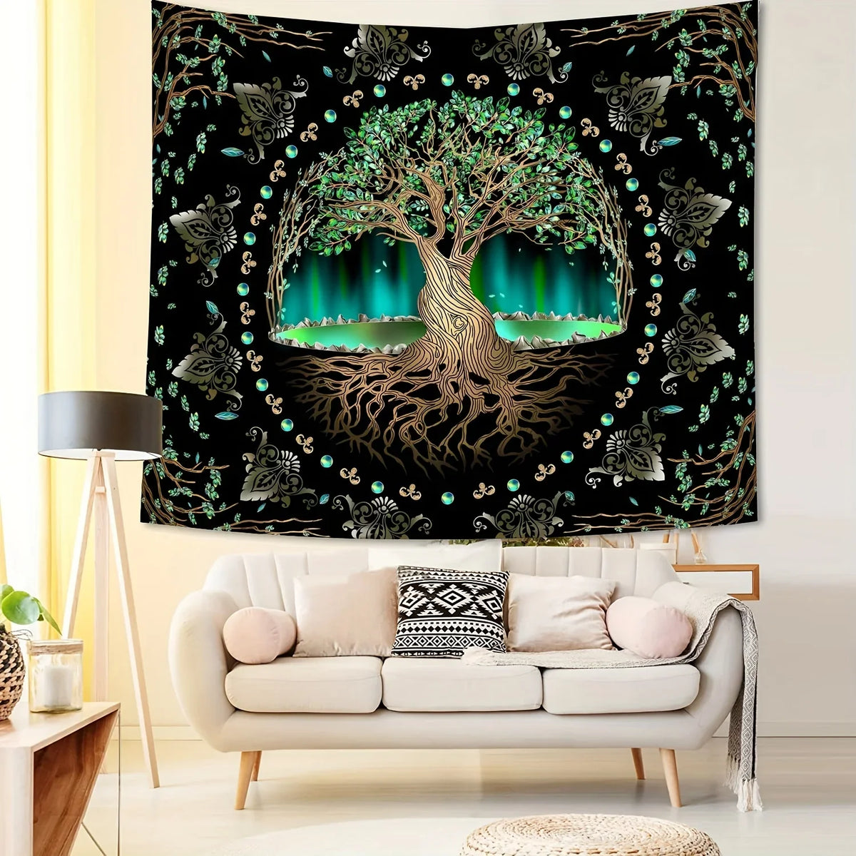 Tree of Life Tapestry, 75 x 58 cm Polyester Wall Hanging with Plant Pattern, Pattern 1, 2 or 3 for Bedroom Decor - product view 1