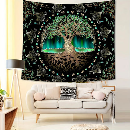 Tree of Life Tapestry, 75 x 58 cm Polyester Wall Hanging with Plant Pattern, Pattern 1, 2 or 3 for Bedroom Decor - product view 1