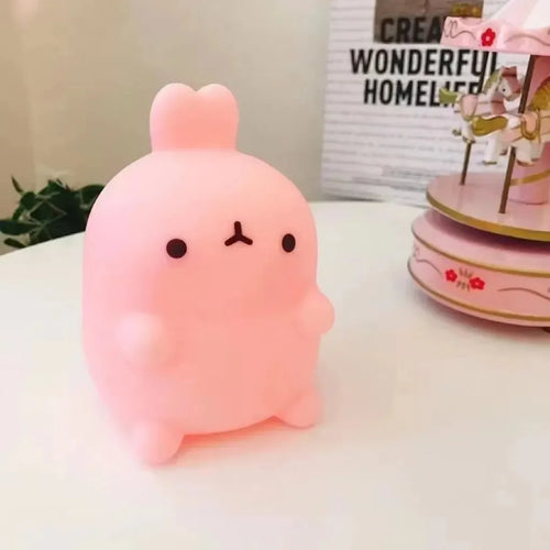 Rabbit Night Light, Battery-Operated LED Table Lamp with Soft Warm Glow, PVC Animal Design for Bedroom Decor - product view 1