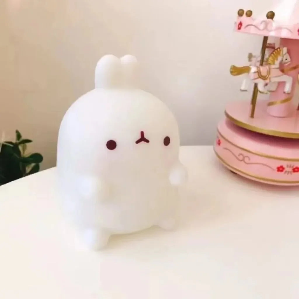 Rabbit Night Light, Battery-Operated LED Table Lamp with Soft Warm Glow, PVC Animal Design for Bedroom Decor - product view 2