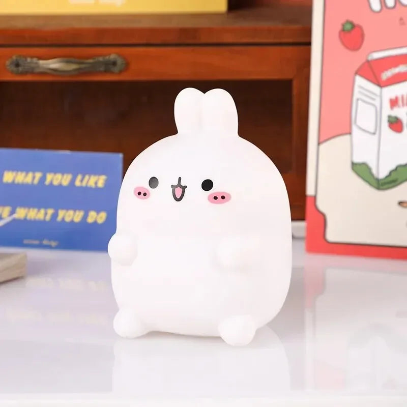 Rabbit Night Light, Battery-Operated LED Table Lamp with Soft Warm Glow, PVC Animal Design for Bedroom Decor - product view 4