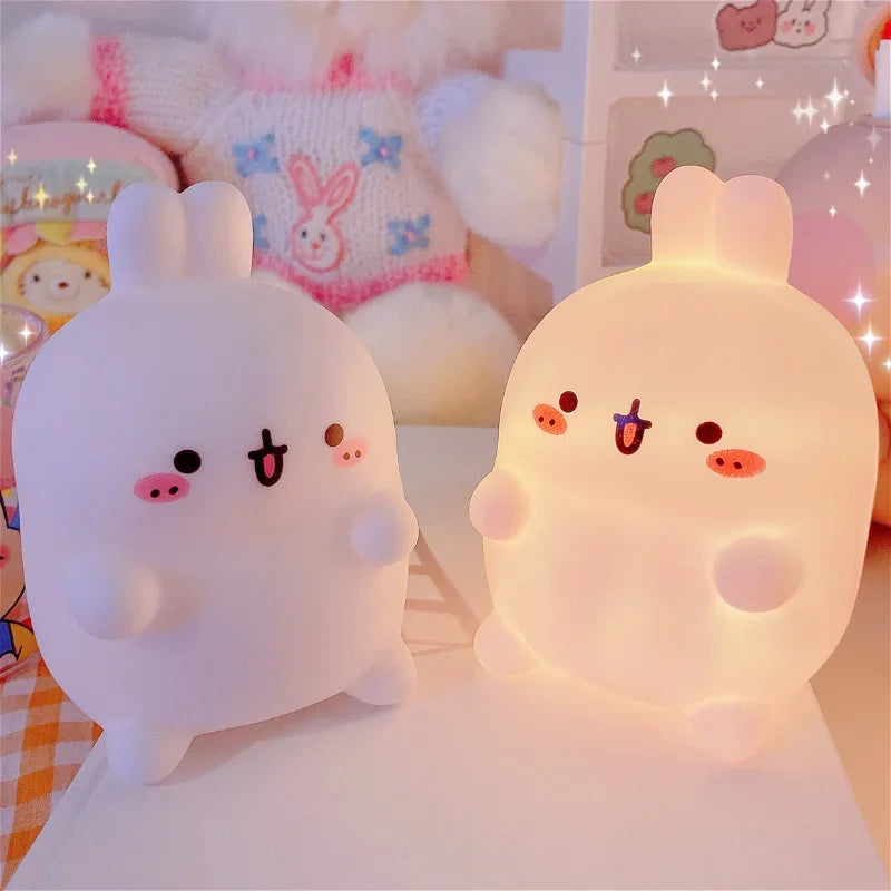 Rabbit Night Light, Battery-Operated LED Table Lamp with Soft Warm Glow, PVC Animal Design for Bedroom Decor - product view 5