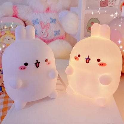 Rabbit Night Light, Battery-Operated LED Table Lamp with Soft Warm Glow, PVC Animal Design for Bedroom Decor - product view 5