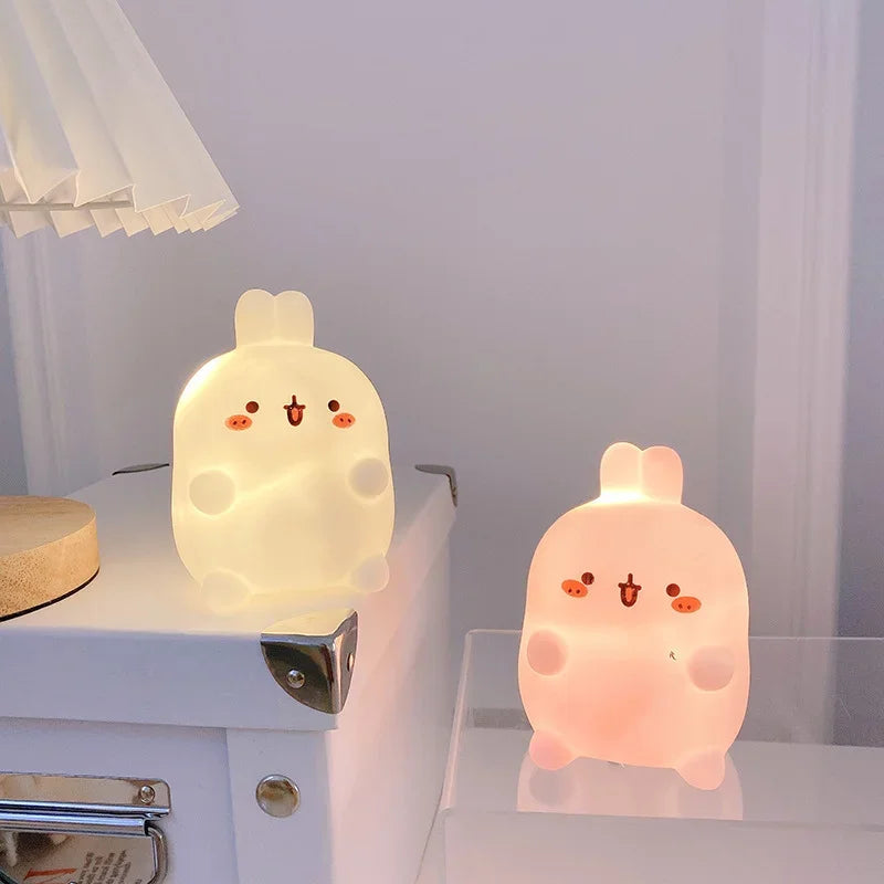 Rabbit Night Light, Battery-Operated LED Table Lamp with Soft Warm Glow, PVC Animal Design for Bedroom Decor - product view 6