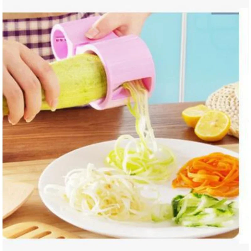 Dual-Head Vegetable Spiralizer Cutter, Zucchini Noodle Slicer with Built-In Knife Sharpener, Plastic Kitchen Tool - product view 3