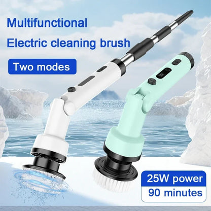 Cordless Electric Spin Scrubber, 9 Replaceable Brush Heads, Adjustable Handle and Digital Display for Bathroom and Floor Cleaning - product view 4