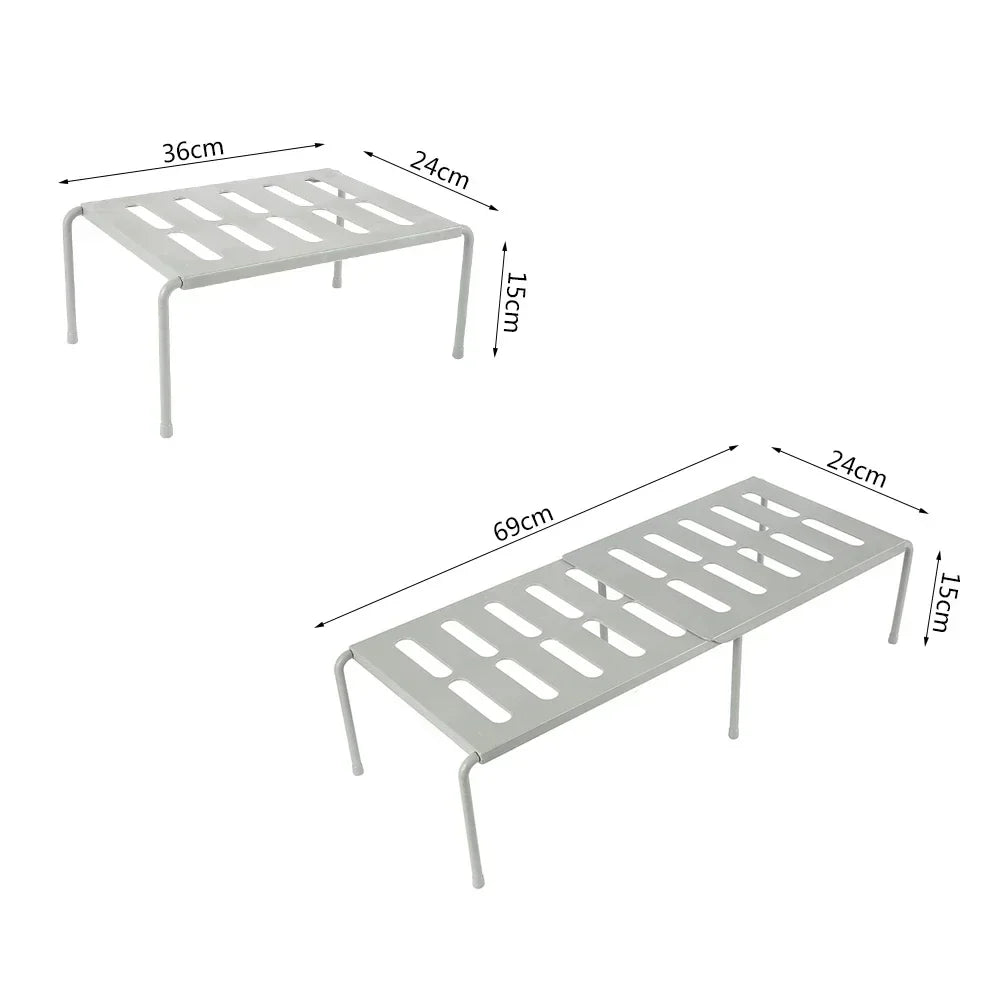 Expandable Kitchen Shelf, ABS Spice Organizer Rack, 36–69 cm Adjustable Width, Freestanding 1-Tier Cabinet Storage in White or Gray - product view 5