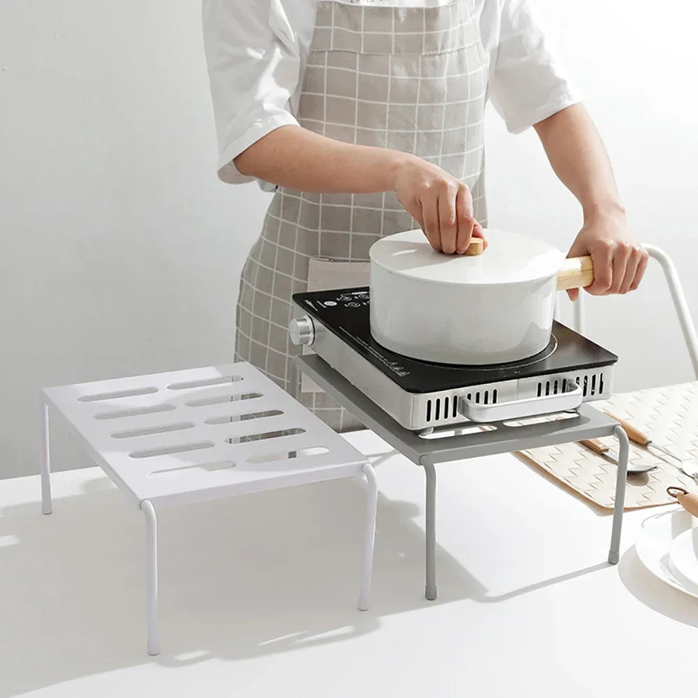 Expandable Kitchen Shelf, ABS Spice Organizer Rack, 36–69 cm Adjustable Width, Freestanding 1-Tier Cabinet Storage in White or Gray - product view 6
