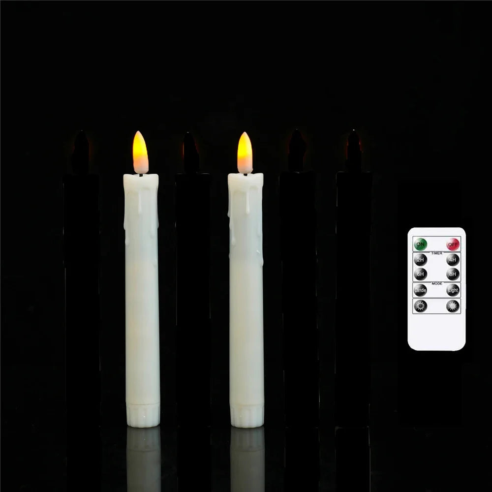 Flameless LED Taper Candles, 7-Inch Plastic Pillar Candles with Remote Control, Warm White or White Light, 2–4 Piece Sets - product view 2