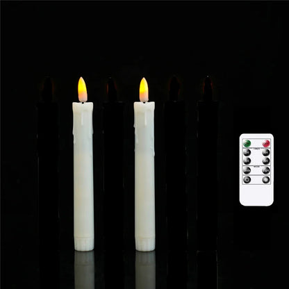 Flameless LED Taper Candles, 7-Inch Plastic Pillar Candles with Remote Control, Warm White or White Light, 2–4 Piece Sets - product view 2