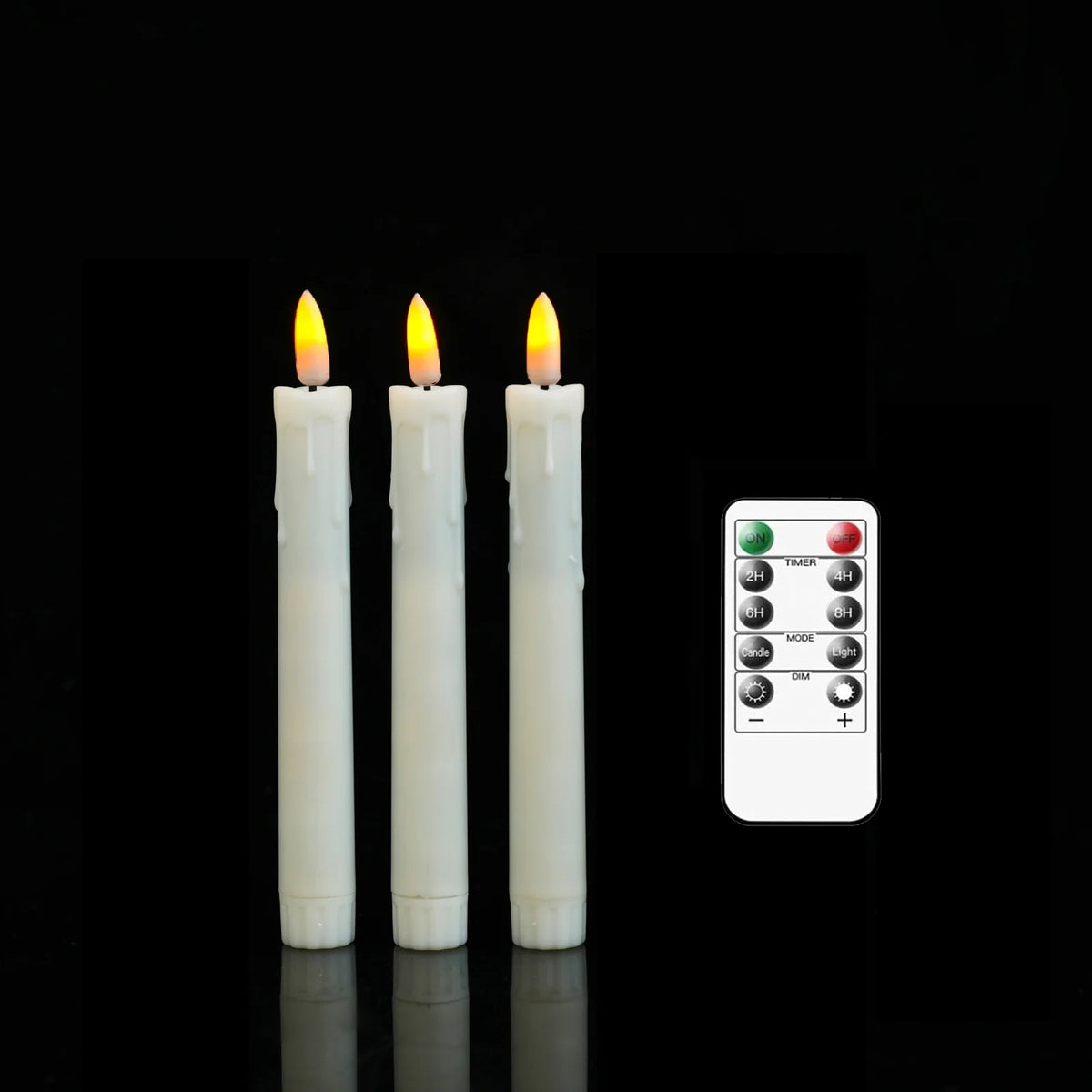 Flameless LED Taper Candles, 7-Inch Plastic Pillar Candles with Remote Control, Warm White or White Light, 2–4 Piece Sets - product view 3