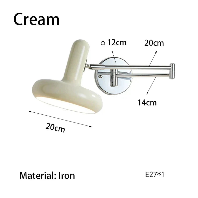 Swing Arm Wall Sconce, Rotatable Retractable Arm, E27 LED Fixture, AC Powered, 110V or 220V, with Optional Handle Switch - product view 3
