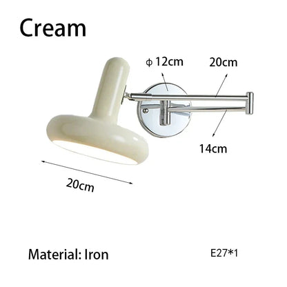 Swing Arm Wall Sconce, Rotatable Retractable Arm, E27 LED Fixture, AC Powered, 110V or 220V, with Optional Handle Switch - product view 3