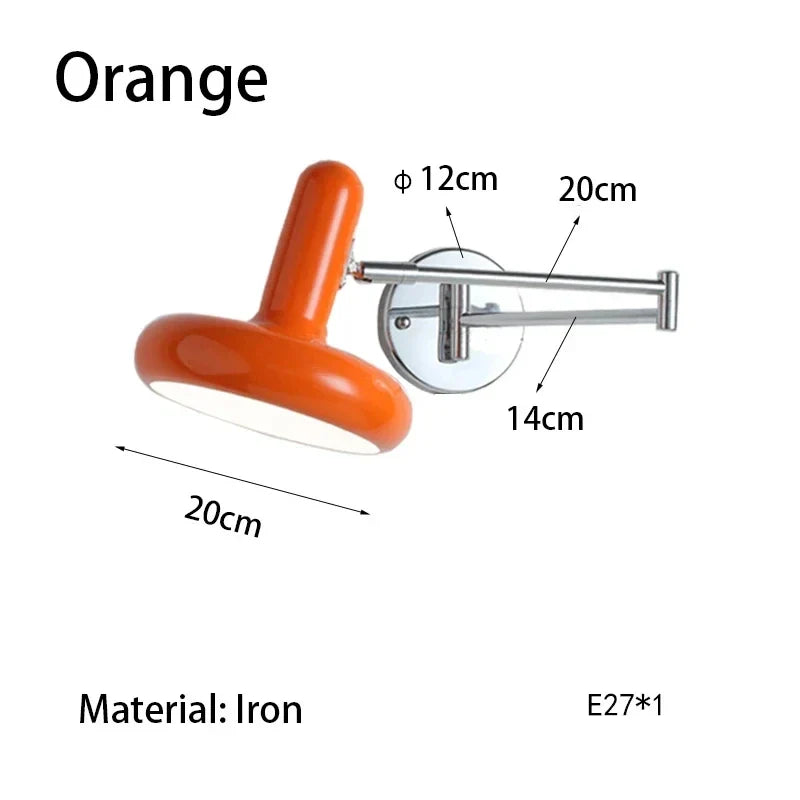 Swing Arm Wall Sconce, Rotatable Retractable Arm, E27 LED Fixture, AC Powered, 110V or 220V, with Optional Handle Switch - product view 5