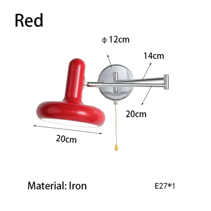 Swing Arm Wall Sconce, Rotatable Retractable Arm, E27 LED Fixture, AC Powered, 110V or 220V, with Optional Handle Switch - product view 6