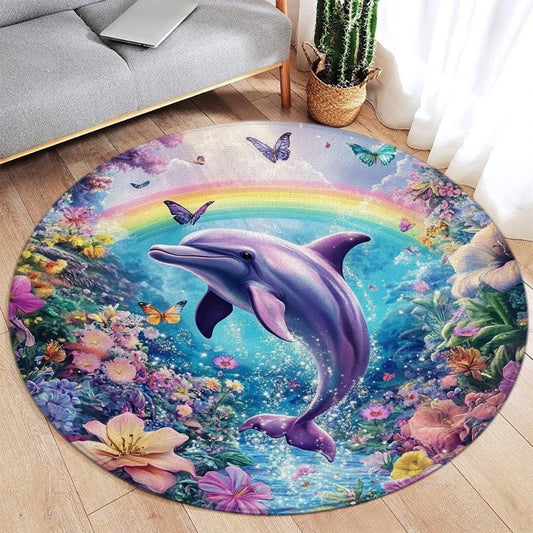 Round Kids Rug, Soft Crystal Velvet-Look Suede Mat with Anti-Slip Feature, Christmas Pattern and 60–120cm Sizes - product view 1