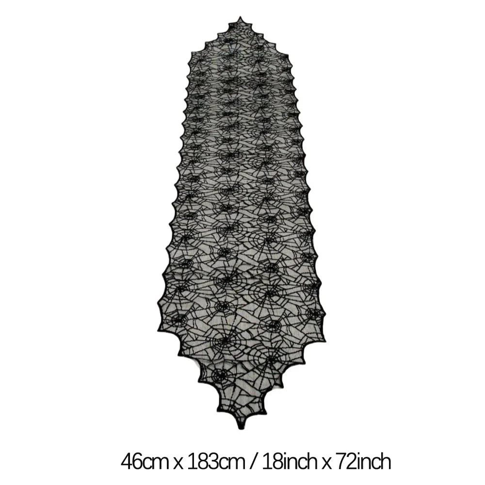 Halloween Spider Web Table Runner, Cloth Fireplace Cover, Tablecloth or Lamp Shade, Striped and Solid Designs - product view 3